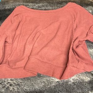 Large cropped open back sweater.